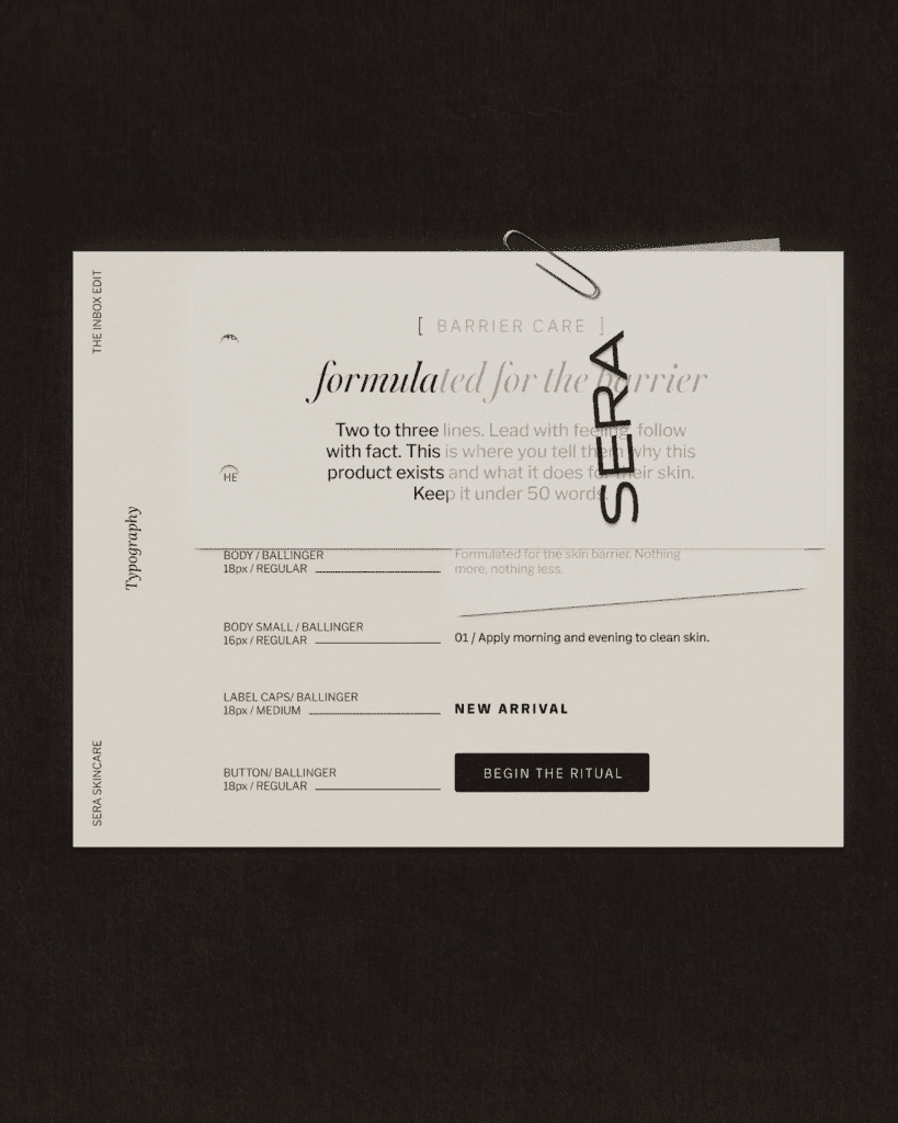 email design system for ecommerce — SERA skincare brand build